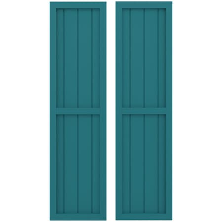 Americraft 4-Board Exterior Wood 2 Equal Panel Framed Board-n-Batten Shutters, ARW101BF414X56ANH